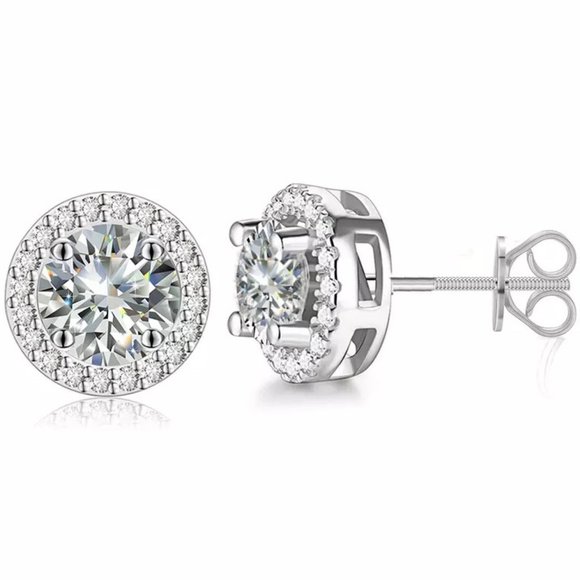 Certified 4ct. t.w. Diamond Brilliant Cut Halo Screw Back Earrings